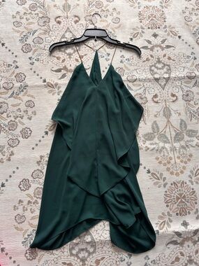 Charlotte Russe Dark Green Mini Dress with Gold Chain Straps